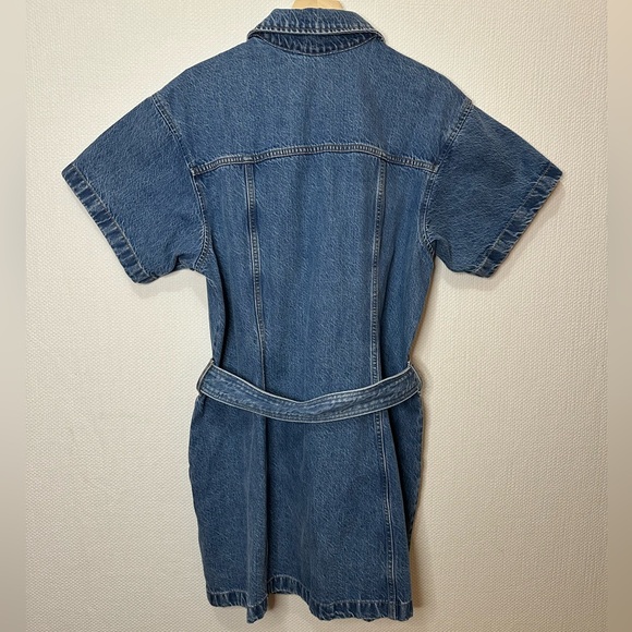 Abercrombie & Fitch Blue Denim Short Sleeve Belted Tie Shirt Dress XL - Picture 4 of 7
